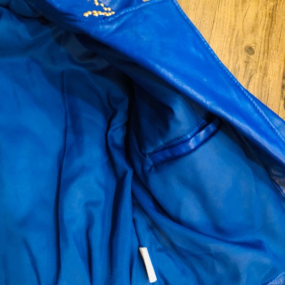 Manart Vintage Blue Leather Jacket and Pant Set! Size Large Jacket Size 10 Pant - Picture 12 of 14